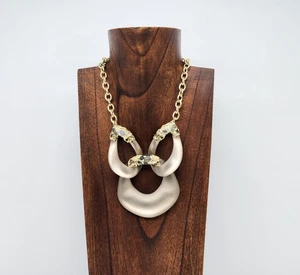 ALEXIS BITTAR Imperial Georgian Taupe Grau Schillernd Lucite Link Necklace - Bild 1 von 13