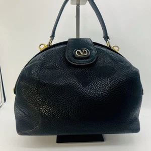 Valentino Garavani Handtasche, schwarzes Leder mit goldenem Logo Top Zustand - Bild 1 von 24
