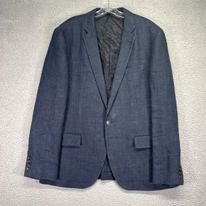 J Crew Blazer Mens 42R Blue Houndstooth Check Ludlow Linen One Button Sport Coat - Picture 1 of 14