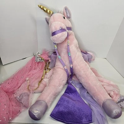 Unicorn Rider Costume Halloween Size 2 3 4 Child Pink Horse Glitter Princess - Image 1 of 4