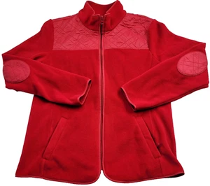 Talbots Acolchado Parche en el Codo Chaqueta Polar Cremallera Completa Invierno Suéter Rojo Mediano - Imagen 1 de 7