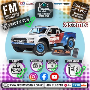 ARRMA - 1/16 MOJAVE GROM BRUSHLESS 4X4 RC DT RTR w/ Battery & Charger (WHITE) - - Picture 1 of 20