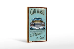 Holzschild Retro 12x18 cm Car Wash best service in town Deko Schild wooden sign - Bild 1 von 5