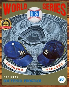 Serie Mundial - 1963 - Dodgers VS Yankees - Restaurado - Letrero de metal 11 x 14 - Imagen 1 de 4
