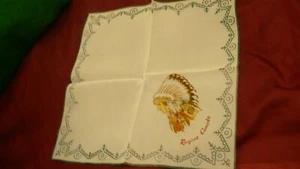 Regina Saskatchewan Canada  hankie native Indian full head dress 9" X 9" #224 - Picture 1 of 3