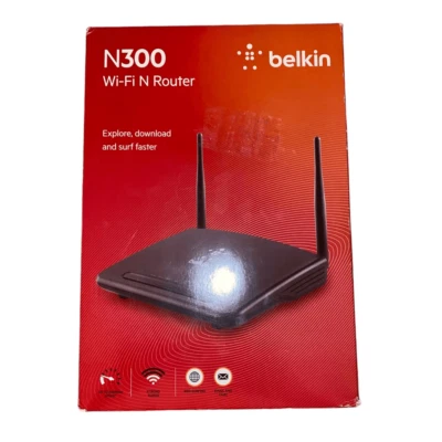 Belkin N300 4 Port Wi-Fi N Wireless Router Strong Range 300 Mbps Model F9K1007 - Image 1 of 4