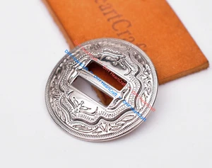 5X Western Bling Sliver Craved Leathercraft Slotted Concho For Saddles 1-1/4" - Picture 1 of 10