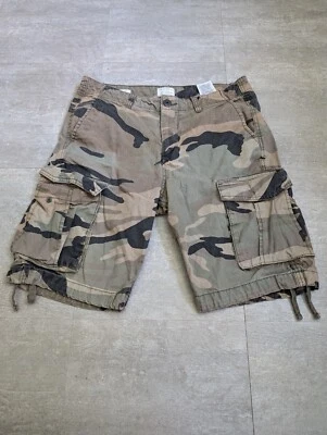 JACK & JONES Mens Cargo Shorts 32  Green Camouflage Cotton - Image 1 of 4