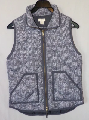 J. Chaleco acolchado Crew Herringbone talla XS cremallera completa gris Foto 1 de 4