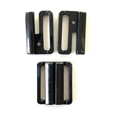 2 Pcs Black Plastic Bikini Clips Snap Back 25mm STRAP Bra Swim Buckle Clasp - Image 1 of 4