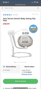 joie serina baby swivel swing