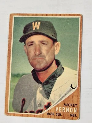 1962 Topps #152 Mickey Vernon Washington Senators EX. Actual card is scanned - Image 1 of 2