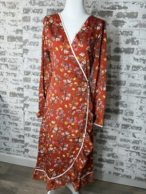 Free People Dress Womens 4 Red Covent Garden Floral Print Ruffle Midi Boho New - Image 1 of 4