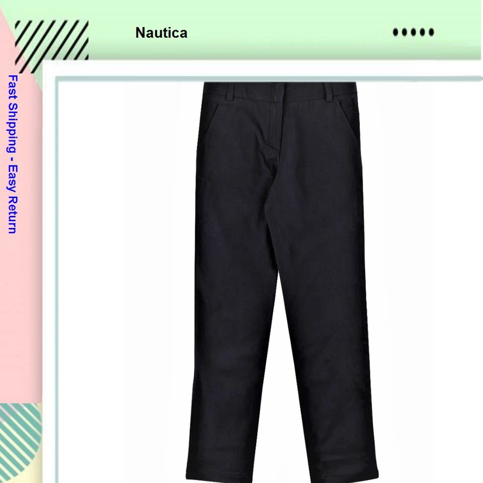 Nautica Little Girls Stretch Twill Uniform Pants Navy Size 5 Reg