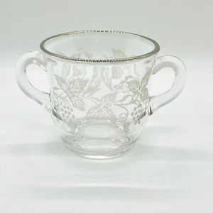 Vintage Bartlett Collins Etched Grape & Leaf Pattern w/ Silver Rim Sugar Bowl - Picture 1 of 7
