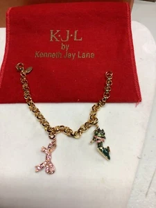 KJL by Kenneth Jay Lane, Breast Cancer Awareness Charm Bracelet, NEW - Picture 1 of 5