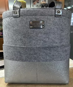 Kate Spade Handbag Quinn Purse Frosted Felt Heather Grey Glitter Tote Bag - Picture 1 of 7