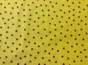Fabri-Quilt - 2 x 2 Range - Red Hearts On Bright Yellow Background - 100% Cotton - Picture 1 of 4