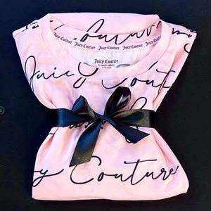 JUICY COUTURE Sleep Shirt Women's SIZE LARGE Pink Lola Black Script Nightgown - Picture 1 of 7