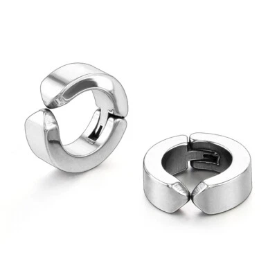 Zense - Orecchini cerchio da uomo in argento senza piercing all'orecchio ZE0069 - Immagine 1 di 4