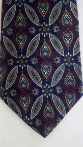 Cravatta uomo Baronshire Paisley collo seta blu navy vino larga 4" x 58" - Foto 1 di 3