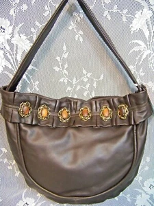 RENATO ANGI,Italy,Dark Brown Glove Leather Handbag,Shoulder Bag ,Purse-NWT - Picture 1 of 9