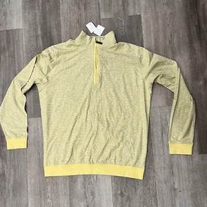 J. Mclaughlin M Men's Clermont Top 1/4 Zip Pullover Yellow Gray Striped NWT - Picture 1 of 9