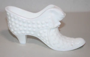 Vintage Fenton White Milk Glass Hobnail Heeled Shoe Slipper – 6” Long - Picture 1 of 6
