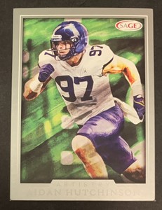 AIDAN HUTCHINSON RC - 2022 SAGE Artistry - SILVER BORDER - Card #2 Detroit Lions