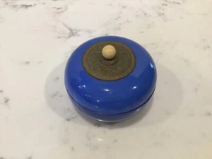 Royal Dux Vintage Czechoslovakia Blue Pottery Art Deco Trinket Box, Brass Trim - Picture 1 of 5