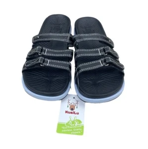 KuaiLu Black & Blue Eco Friendly Quality Women's Slippers Sz 9 - New - Picture 1 of 6