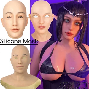 Realistic Silicone Mask Headwear Female Face Masks for Crossdresser Drag Queen   - Bild 1 von 32