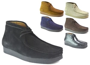 Herren Schwarz Schuhe Leger Schnürschuhe Cambrella Leder Wildleder Stiefel UK Größe 6-12 - Bild 1 von 42