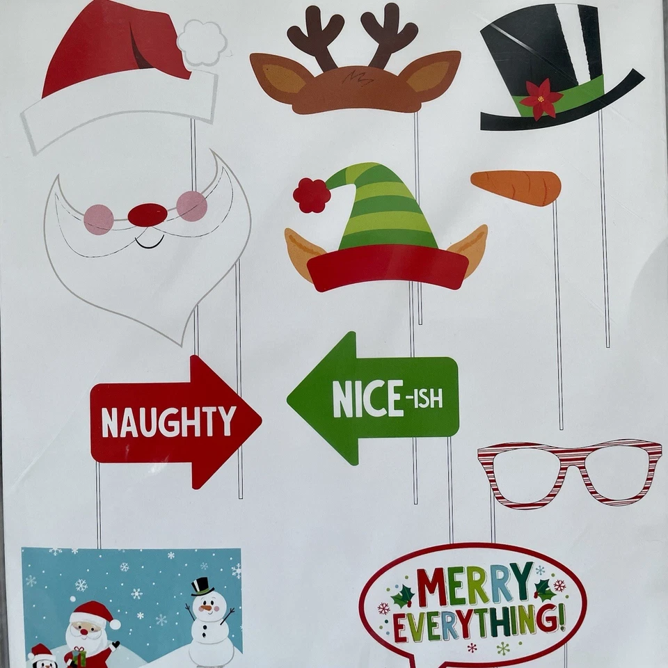 Juego de utilería fotográfica Navidad 10 accesorios 1 telón de fondo vacaciones oficina fiesta Santa Elfo Foto 1 de 4