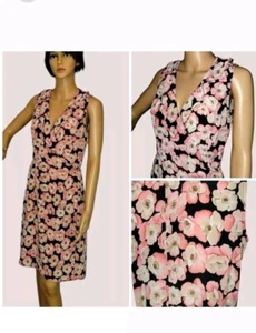Vestido envolvente rosa floral sin mangas New York & Co. para mujer talla 4 volantes T50 - Imagen 1 de 4
