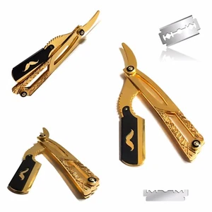 Heavy Duty Limited Edition Black And Gold Premium Straight Edge Razor Shaving - Picture 1 of 3