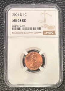 2001-D Lincoln Memorial Cent (MS68RD) NGC - Picture 1 of 2