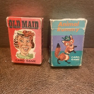 Vintage Whitman Old Maid Card Game miniature plus animal rummy. - Image 1 of 4