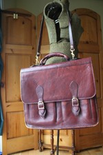 Vintage Galleria Brown Burgundy Leather Briefcase Messenger Shoulder Bag Satchel