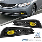 Fit 13-15 Honda Civic 4Dr Sedan Yellow Amber Bumper Fog Lights Lamp+Switch+Bezel