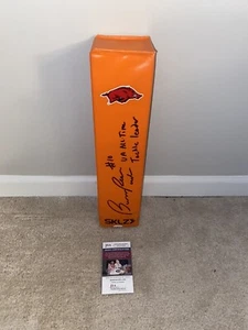 BUMPER POOL SIGNED ARKANSAS RAZORBACKS LOGO FOOTBALL PYLON JSA COA W/ INS RARE - Picture 1 of 9
