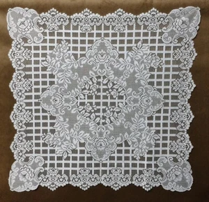 Lace Table Topper Tablecloth Lattice Roses White 30" x 30" Livingroom Bedroom - Picture 1 of 4