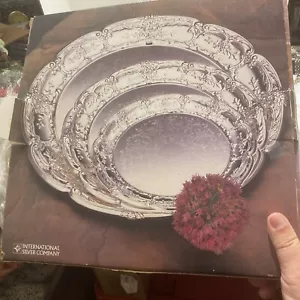 Old Chelsea Silversmiths Vintage 1986 Set 3 Ornate Trays 8 1/2, 10 3/4, 14 1/bz - Picture 1 of 24