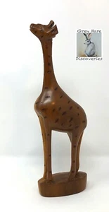 Vintage handgeschnitzte Holzgiraffe Figur 11" groß Kenia/Afrikaner? Volkskunst 11 Zoll - Bild 1 von 10