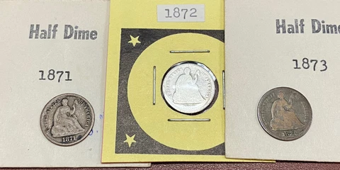 1871, 1872, 1873 U.S Early silver Half Dimes**** Cover