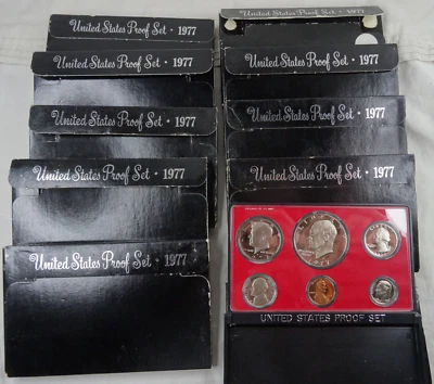 (10) 1977-S EE. UU. Como Nuevo Juegos de Prueba OGP Deep Cameo 60 Monedas Lote al por mayor a granel Foto 1 de 4