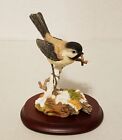 Maruri Porcelain Premier Bird Black-Capped Chickadee Pb-9901 W/Wood Stand 1999
