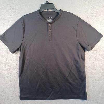 Camisa negra Kohls para hombre talla XL Premier Flex 1/4 botón manga corta cuello redondo Foto 1 de 4