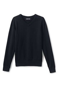 Lands' End Uniform Boy's V-Neck Sweater Black L # 414750
