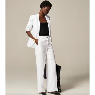 J.Crew Harbor Pant Linen White Straight Wide Minimalist High Rise XS NWT - Image 1 of 4
